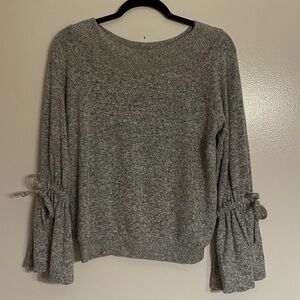 Express Gray Sweatshirt with Tie Bell Sleeves